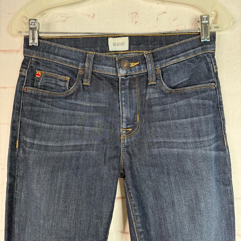 HUDSON Nico Midrise Size 26 Waist 32” Super Skinny Denim Dark Wash Blue Jeans - Picture 3 of 13